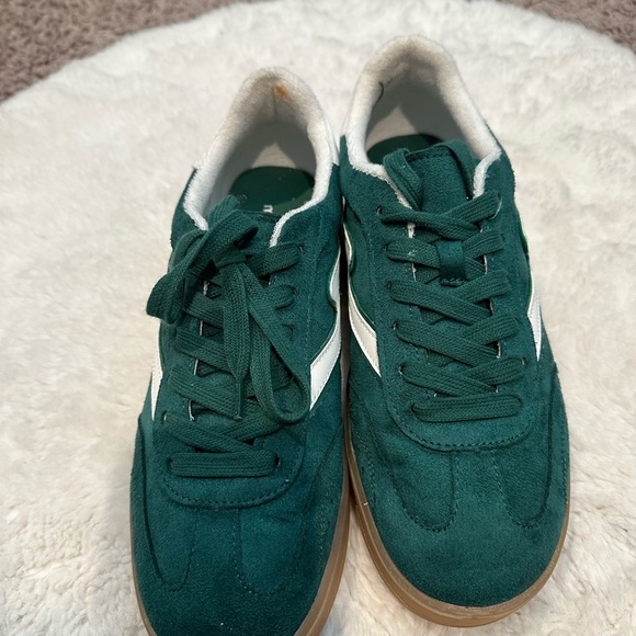 Madden Girl Green Suede Retro Sneakers with White Accents - Picture 4 of 6